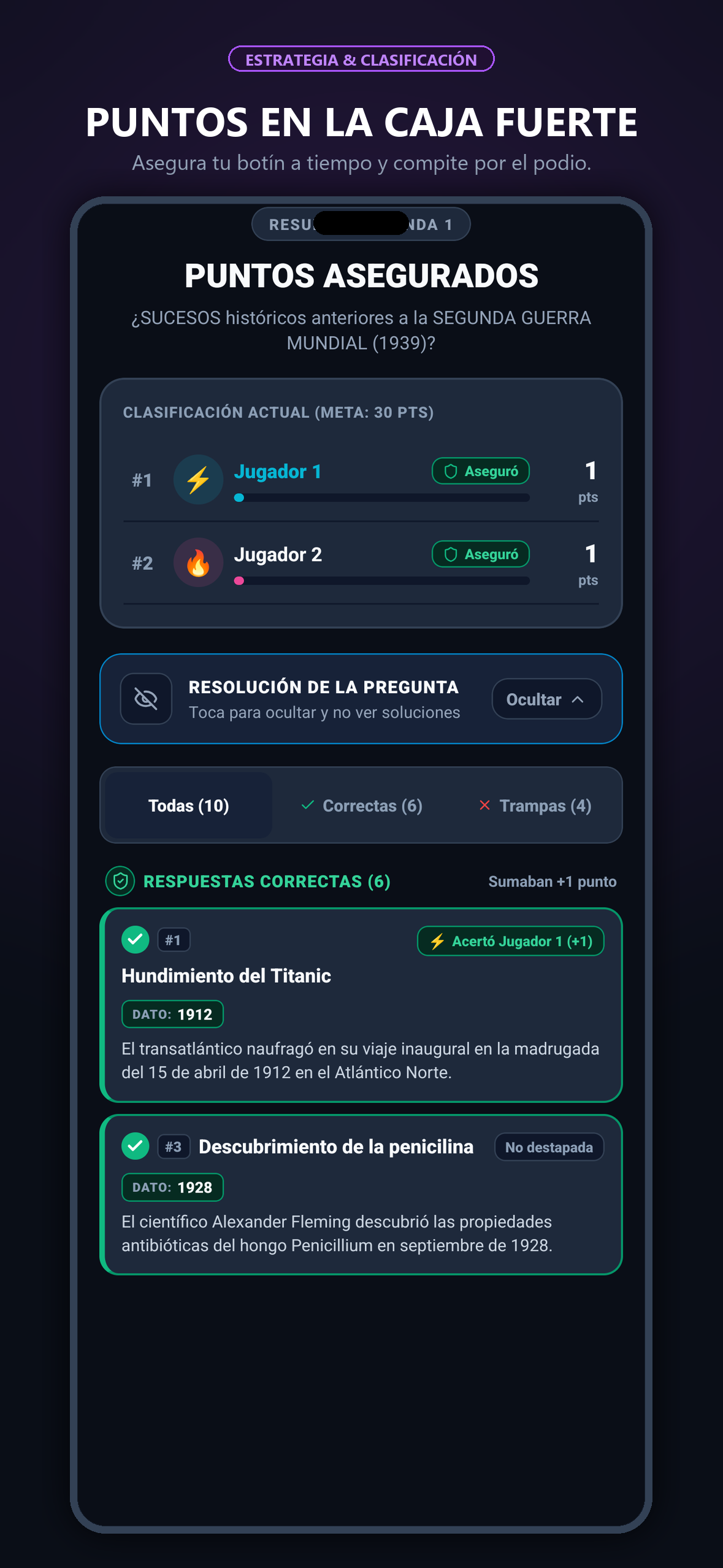 Puntos asegurados en la caja fuerte y resolución detallada de la pregunta